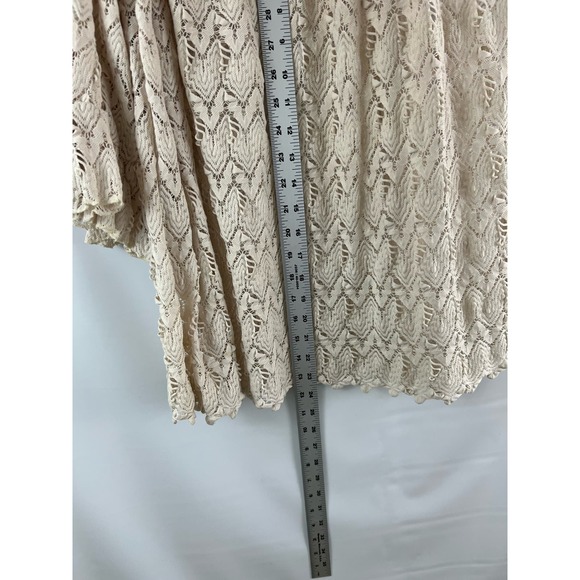 Emma Rose Medium Boho Lace Tan Brown Ruflle Bell Sleeve Top Pullover - Picture 9 of 9